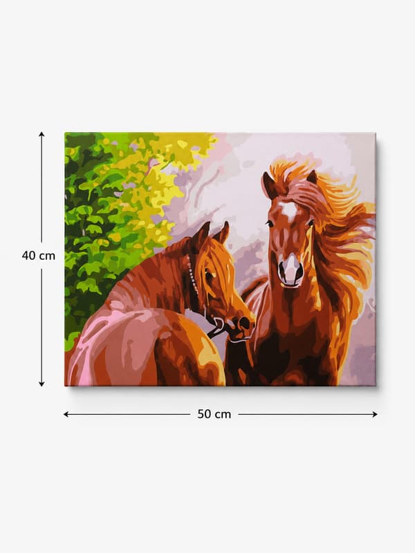 Maleri efter tal med ramme Billeder til maleri - Vilde heste 50x40 cm