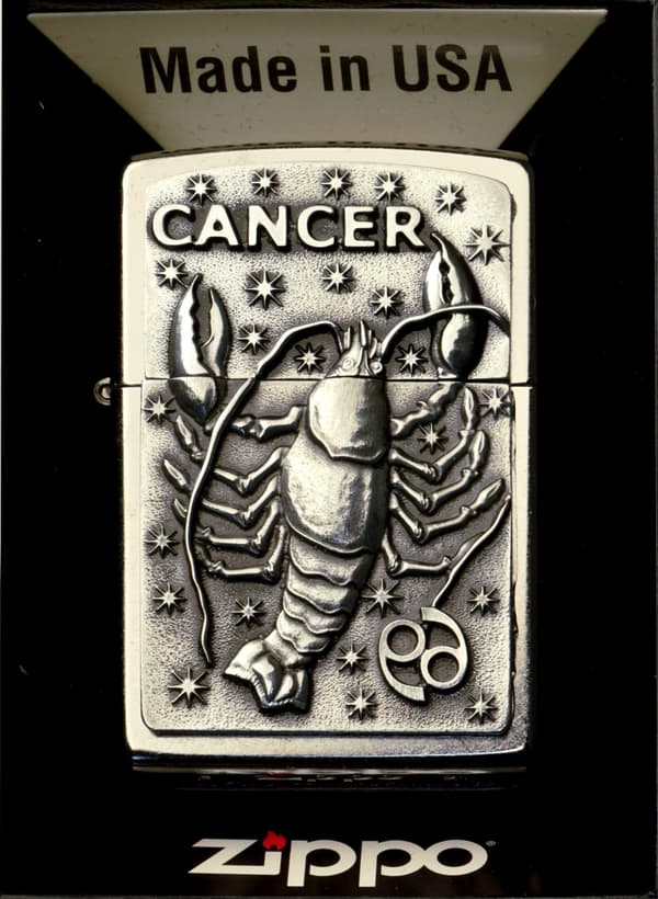 Sæt med Zippo lighter stjernetegn kræft gave nr. 2
