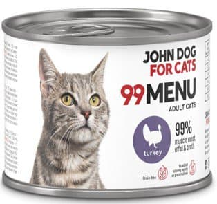 John Dog för katter | 99 meny | Våtfoder för katter burk 200 g - Kalkon 200 g