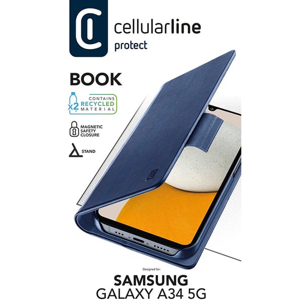 Cellularline Book Case - Samsung Galaxy A34 5G-skal (Blå)