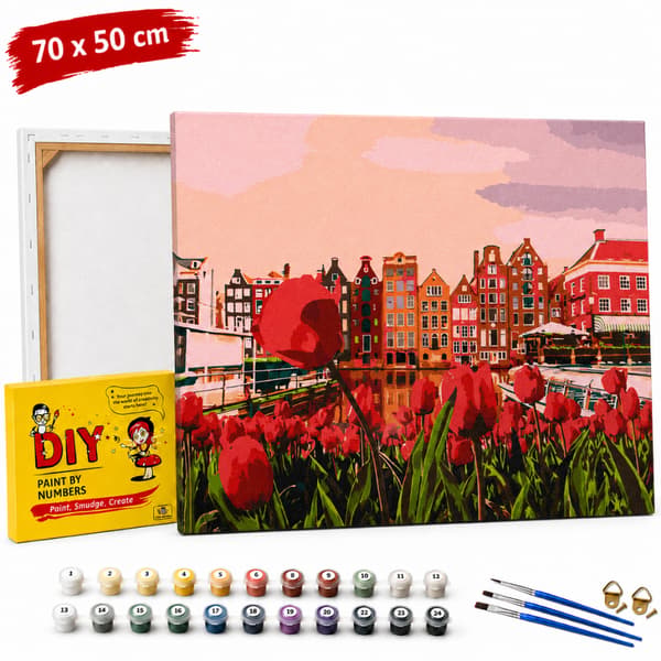 Mal efter tal billede med ramme Amsterdams skønhed 70x50 cm