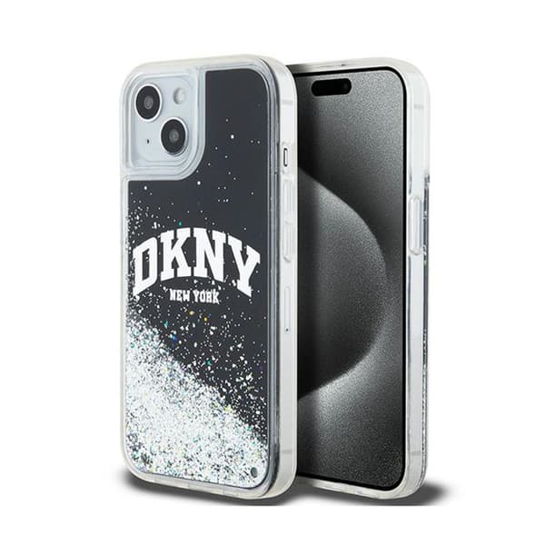 DKNY Liquid Glitter Stor Logotyp - iPhone 15 Plus / 14 Plus Skal (Svart)