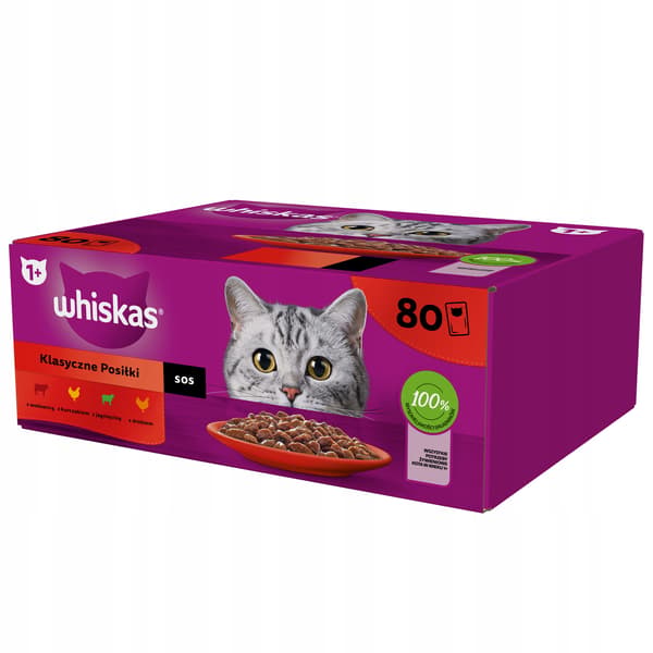Whiskas Voksen Klassiske Måltider i Sauce 80x 85g