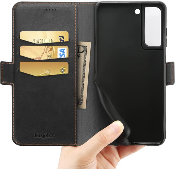 ETUI TIL SAMSUNG GALAXY S22 SORT LUKKET MED FLAP HOLDBART, SOLIDT
