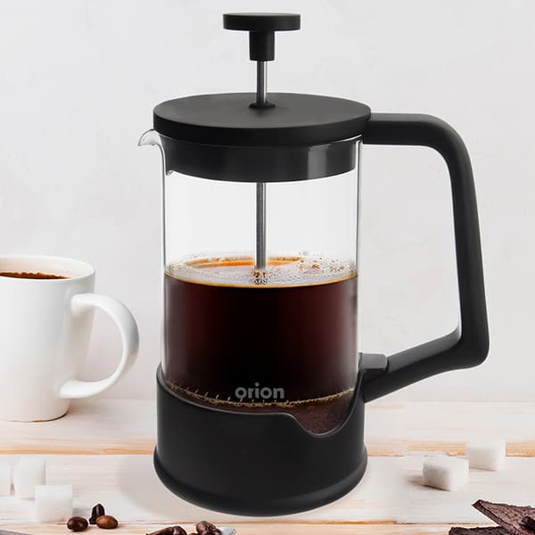 Stempelkande til kaffe og te i glas sort 650 ml
