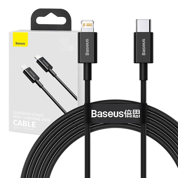Baseus Superior Series USB-C till Lightning-kabel, 20W, PD, 2m (svart)