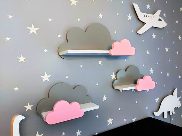 Cloud Shelves Sæt med 3 Moli Galaxy - Grå og Pink
