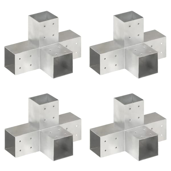 vidaXL X-formade kopplingar, 4 st, galvaniserad metall, 81x81 mm