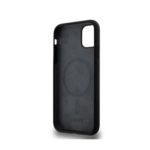 DKNY Flydende Silikone Hvid Trykt Logo MagSafe - iPhone 11 Etui (Sort)