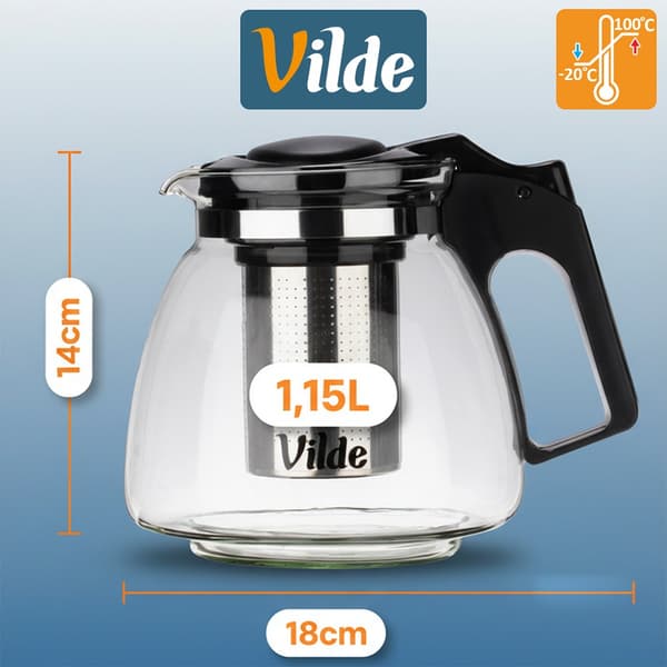 Varmebestandig glaskande med teinfuser 1,15 liter