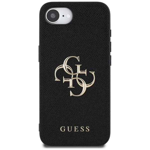 Guess Grained Big 4G Logo Small Classic Logo - Etui til iPhone 16e (sort)