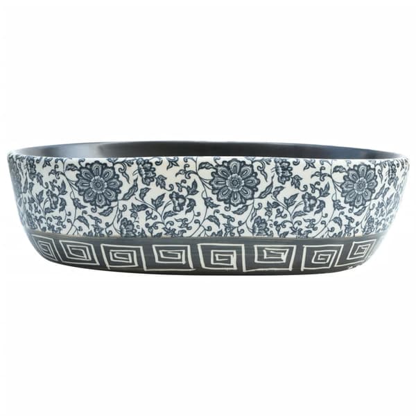 vidaXL bordvask sort og blå oval 47x33x13 cm