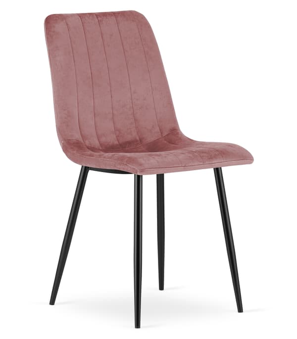 LAVA stol - rosa sammet / svarta ben x 1