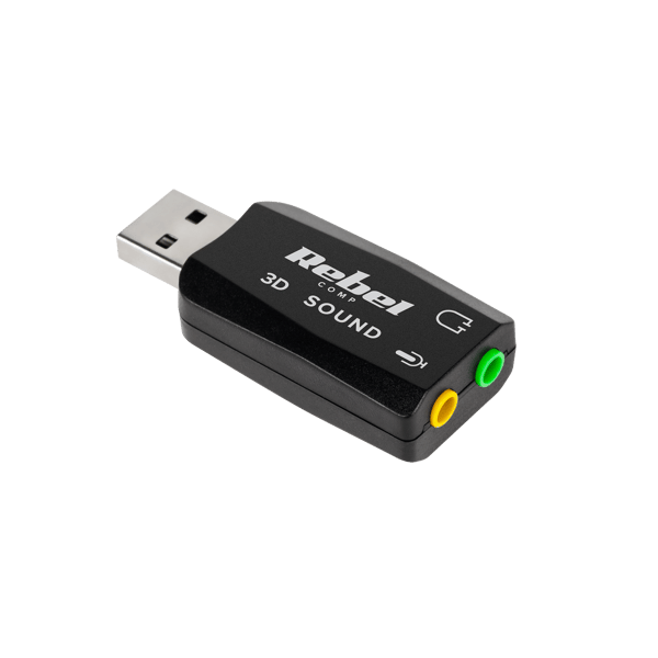 Rebel USB 3D-lydsystemkort med 5.1 virtuelt surround-lyd plug and play