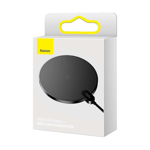 Baseus Digital LED 15W Trådløs Induktiv Oplader (Sort)