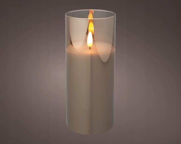 Dekorativt grått LED-ljus i glas 17,5 cm