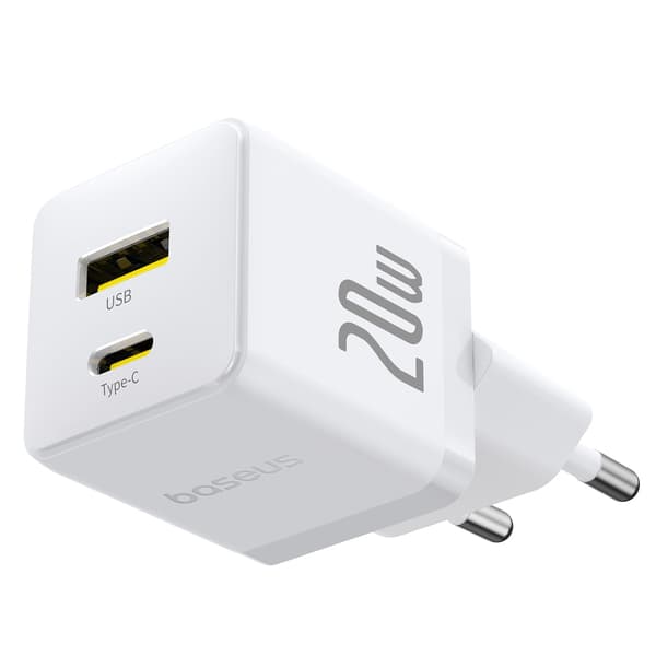 Baseus Palm 20W USB-C USB-A Väggladdare - Vit