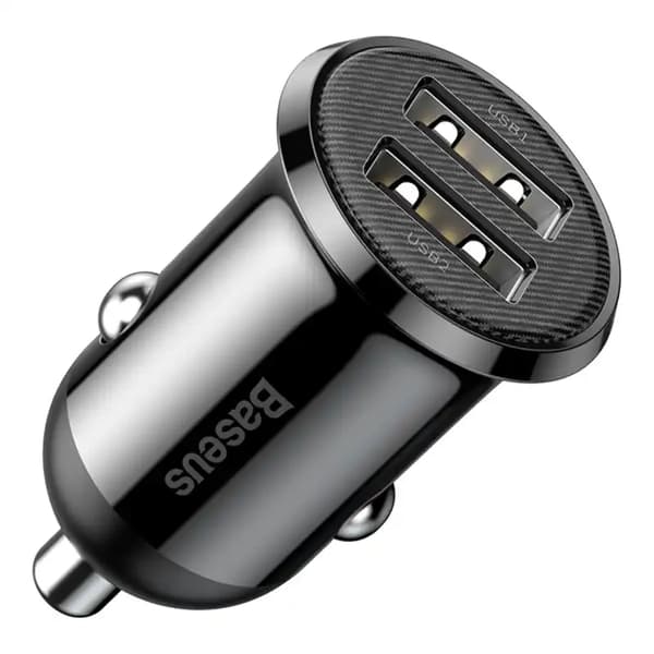 Baseus Grain Pro Autolaturi 2x USB 4.8A (Musta)