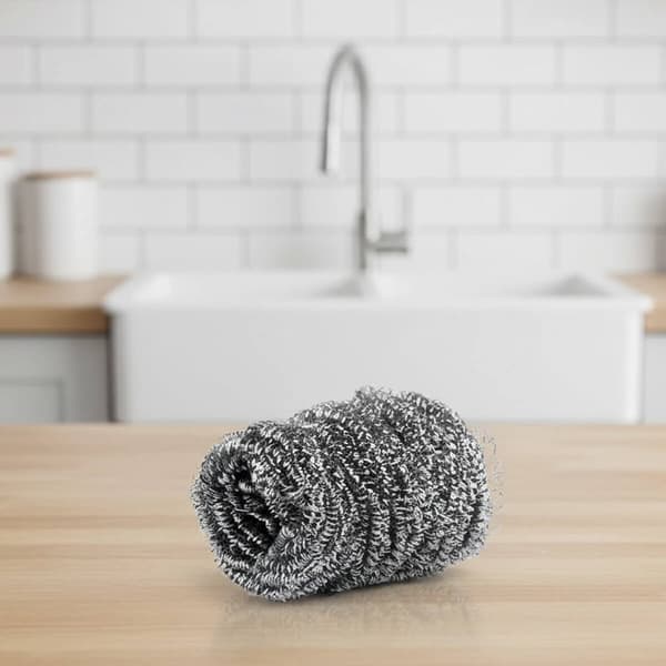 5x spiralskuresvampe i rustfrit stål til gryder, pander og opvaskemaskiner