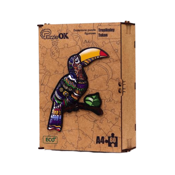 Tropisk Toucan träpussel A4 pusselset dekoration