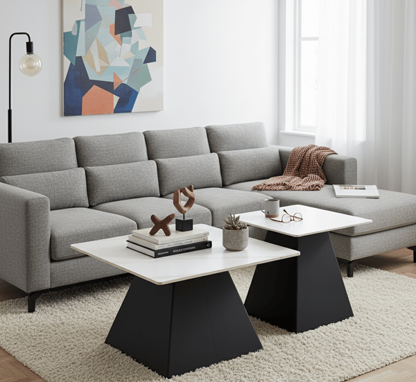 MAVIA soffbord vitt set med 2 bänkar