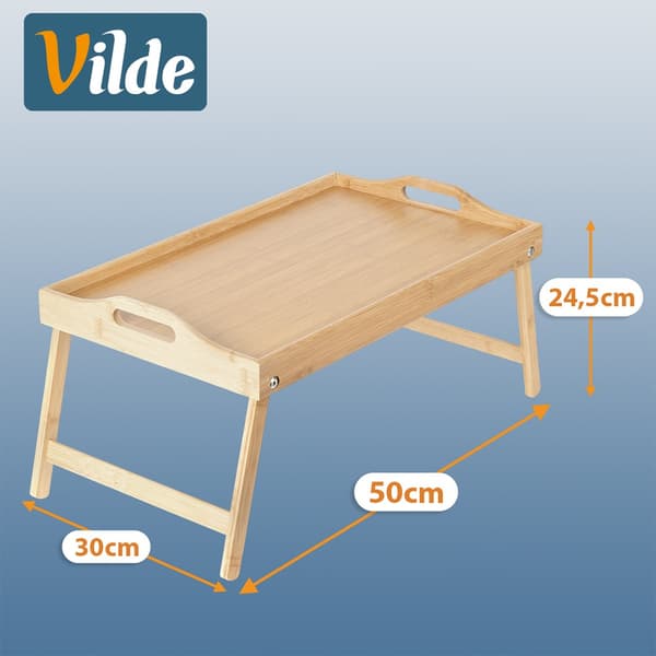 Frukostbord bambu vikbart 2-i-1 50x30x24,5 cm