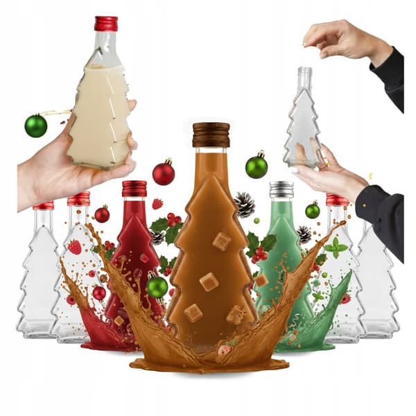 10x JULFLASKOR JULGRAN 250 ml FÖR LIKÖR PRESENT VIN 250 ml