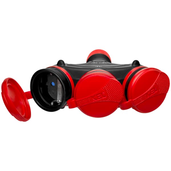 Kolmoispistorasia hermeettisellä läpällä 3x2nap+z IP44 Extreme Schuko