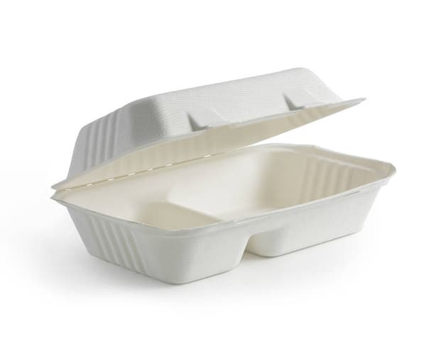 Lunchbehållare Eco av sockerrör halvdagslunch delad 50 st