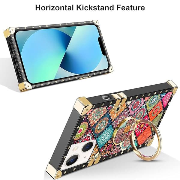 ETUI TIL APPLE IPHONE 13/14 SILIKONE MAROKKANSKE MØNSTRE MANDALA + RING