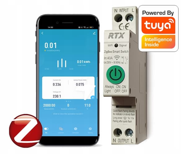 RTX TUYA 50A DIN ZigBee -virtamittarirele