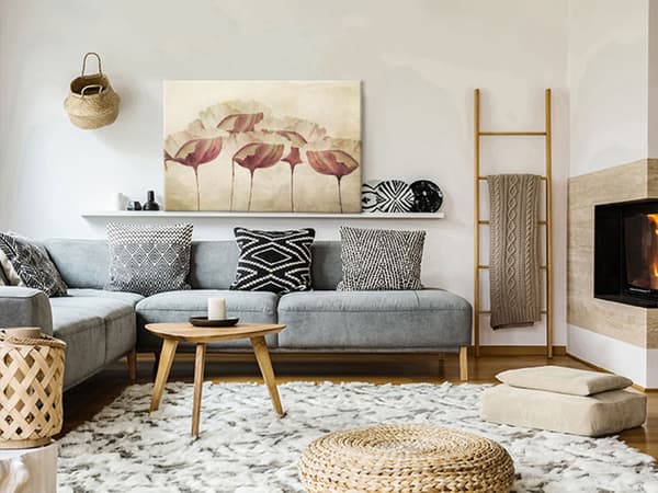 Billede - Blomster i beige (enkelt) bredt
