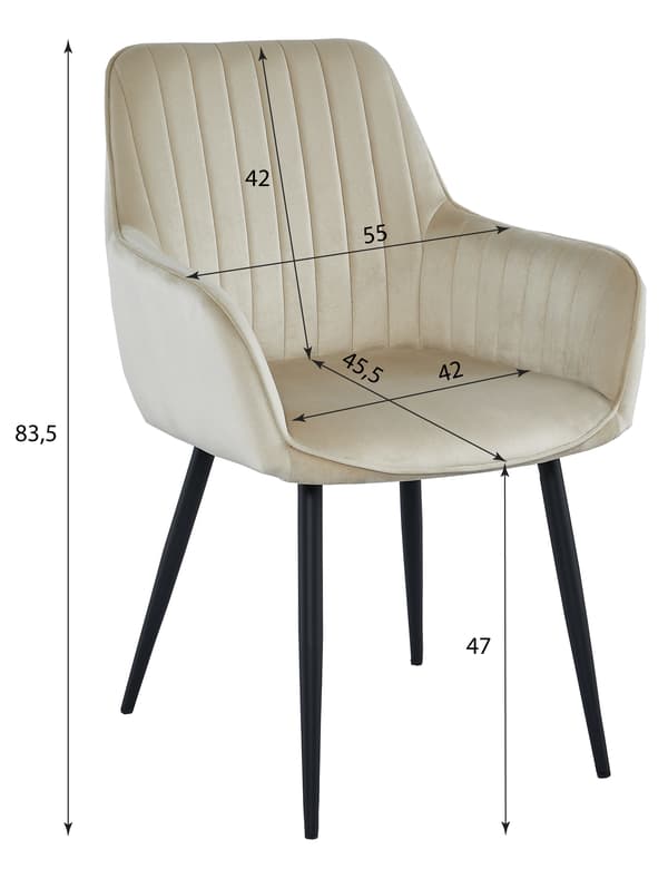 SOLDEN stol - beige velour / sorte ben x 1