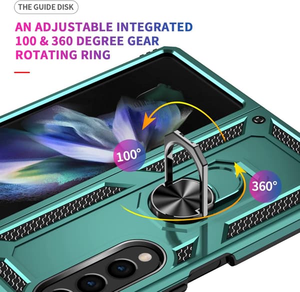 ARMOR ETUI TIL SAMSUNG GALAXY Z FOLD 4 GRØN RAMME MED RING