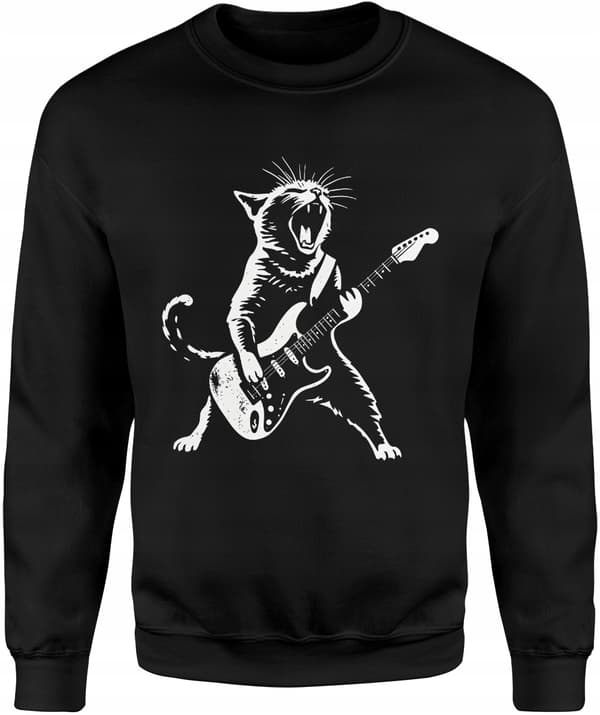 ROLIG KATT MED GITARRTRÖJA HERRROCK ROCK METAL METALGITARRIST S