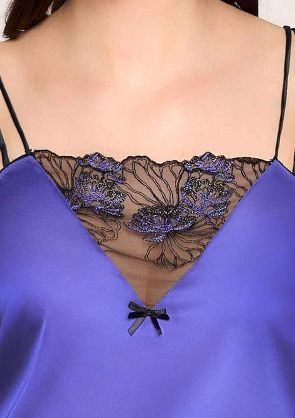 Dame top i græsk kobolt satin Arabesque Poupee Marilyn 40 KOBOLT/SORT