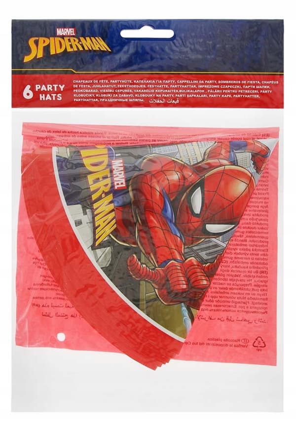 Spiderman Marvel fødselsdagspapirhatte 6 stk.