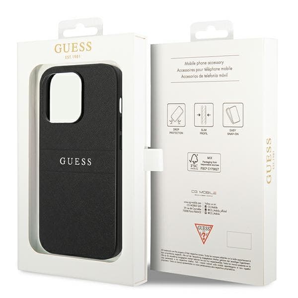Guess GUHCP14LPSASBBK iPhone 14 Pro 6.1 sort/sort Saffiano-rem