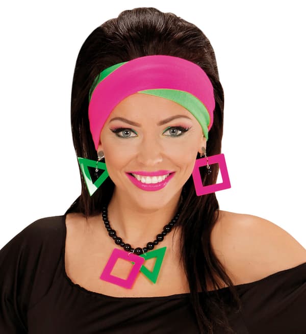 80-tals neon disco örhängen halsband set