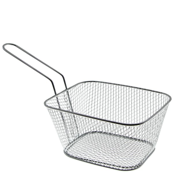 SERVERINGSKURV TIL POMMES FRITES OG SNACKS MINI STÅL SØLVKURV