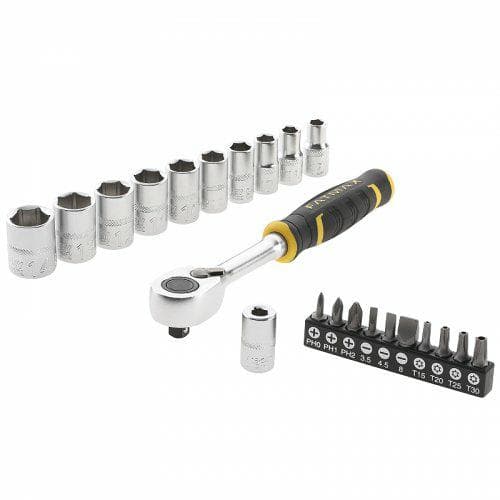 STANLEY NØGLESÆT 21 DEEL 1/2" TOPPENØGLE + BITS