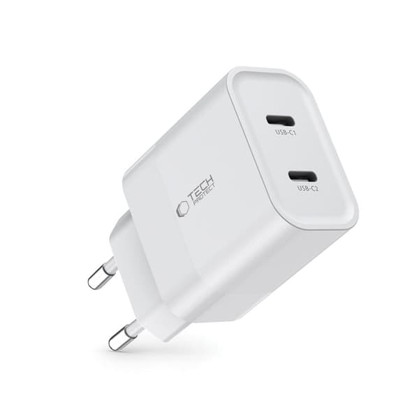 TECH-PROTECT C20W 2-PORT NETVÆRKSOPLADDER PD20W HVID