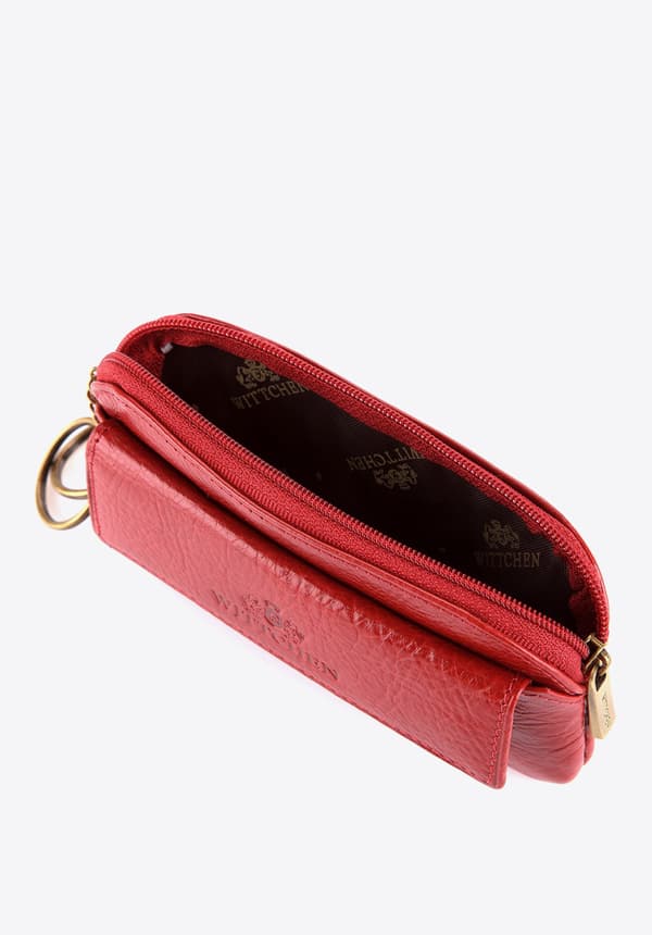 Wittchen Men's Leather Key Case with Pocket, Red, Natural Leather