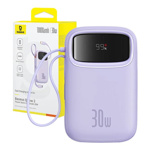 Powerbank Baseus QPow 2 10000mAh 30W 2xUSB-C (lilla)