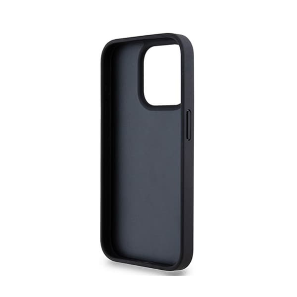 DKNY Læder Mono Stripe & Metal Logo - iPhone 15 Pro Etui (Sort)