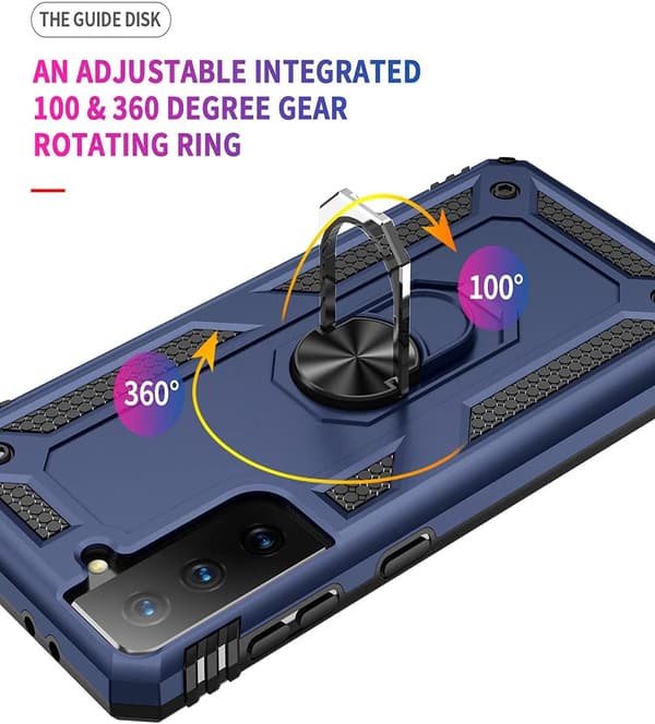 SAMSUNG GALAXY S21 SKAL MARINBLÅTT SOLID BAKSIDAN MED RING