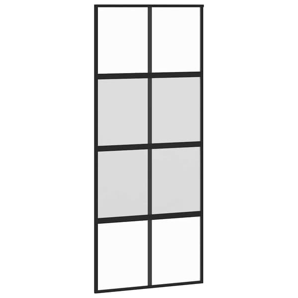 vidaXL skydedør, sort, 90x205 cm, hærdet glas, aluminium