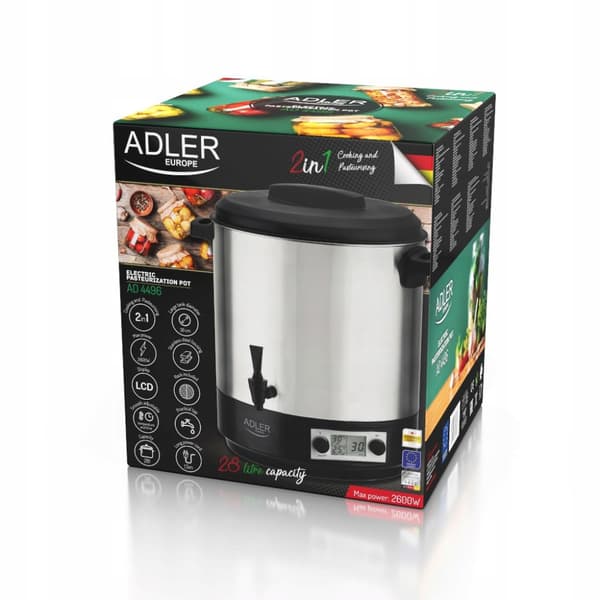 Adler AD 4496 elektrisk pasteuriseringsgryde, 28 l