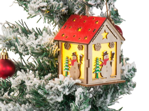 Dekoration Liten Stuga Snöman (140)