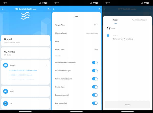 Røg- og kuliltedetektor 2 i 1 TUYA WiFi-certificeret